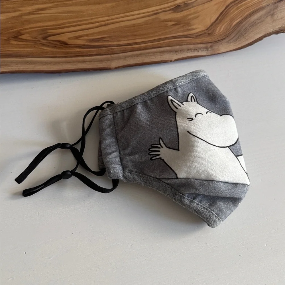 Gray Moomin Character Adult Sized Fabric Reusable Washable Face Mask